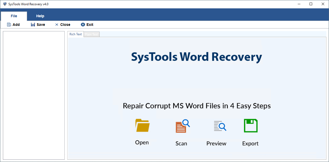 Launch and run the Word Recovery Tool