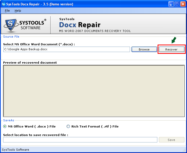Repair Damaged Docx File 3.6.3