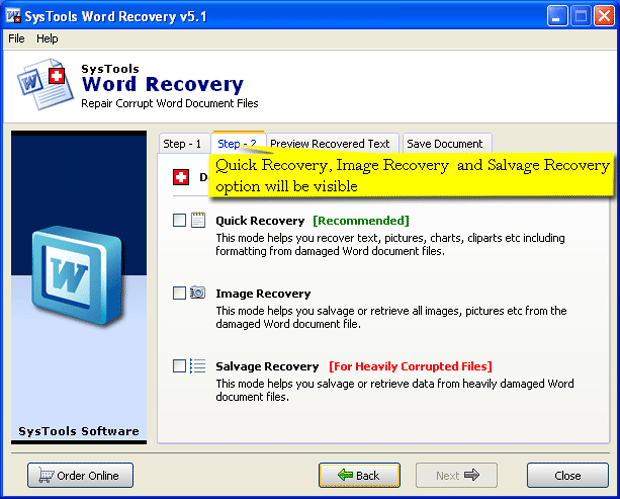 Recovery for Doc files to repair damage data of word file via Word File Recovery