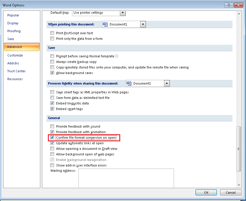 confrim file format